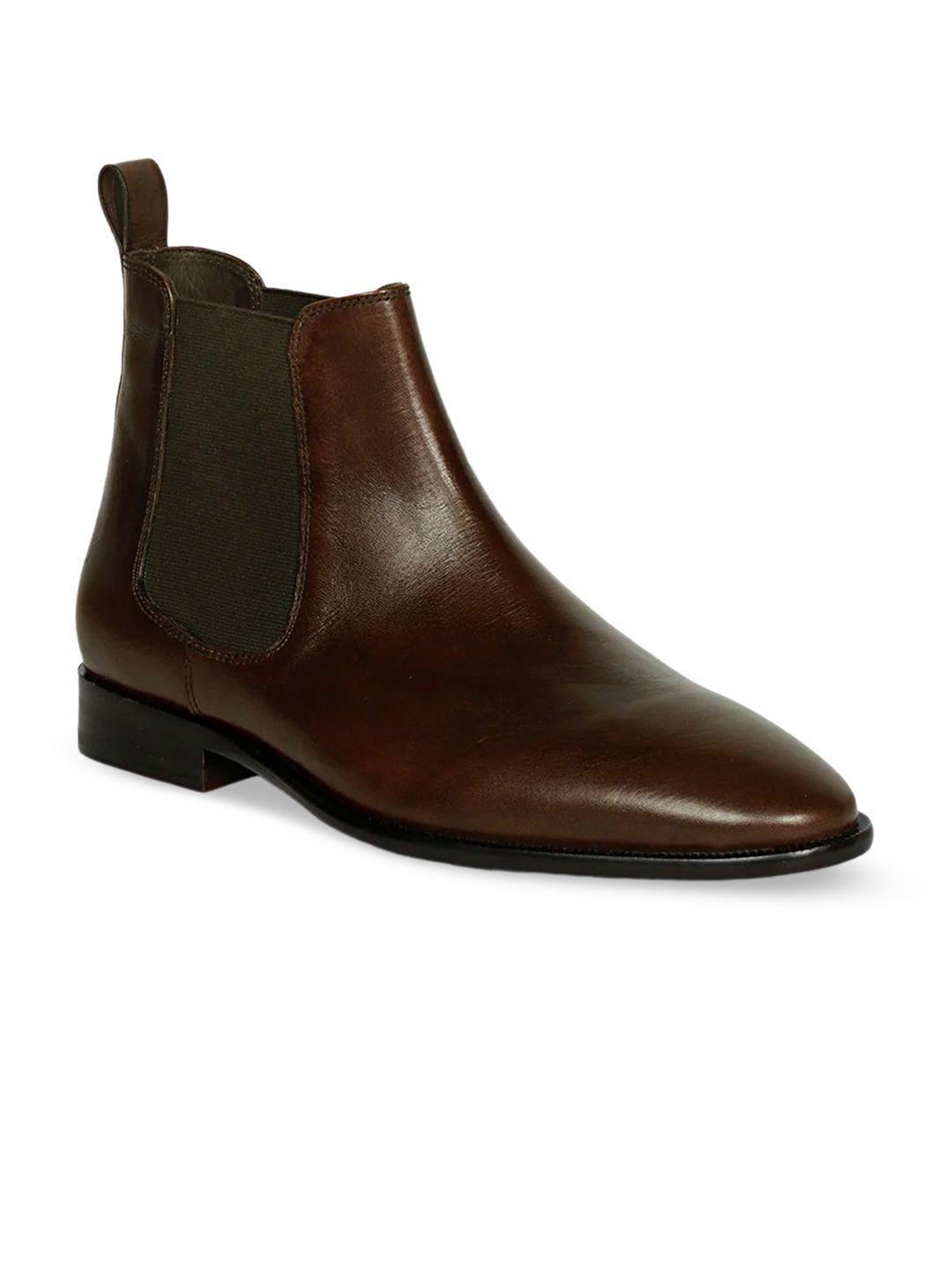 saint g men solid leather mid top chelsea boots