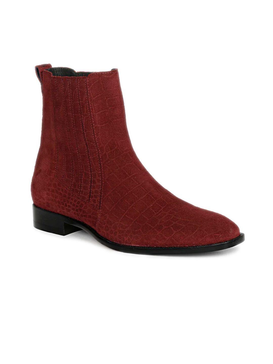 saint g men textured block heel leather chelsea boots