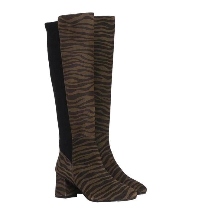 saint g olive leo print leather knee high boots