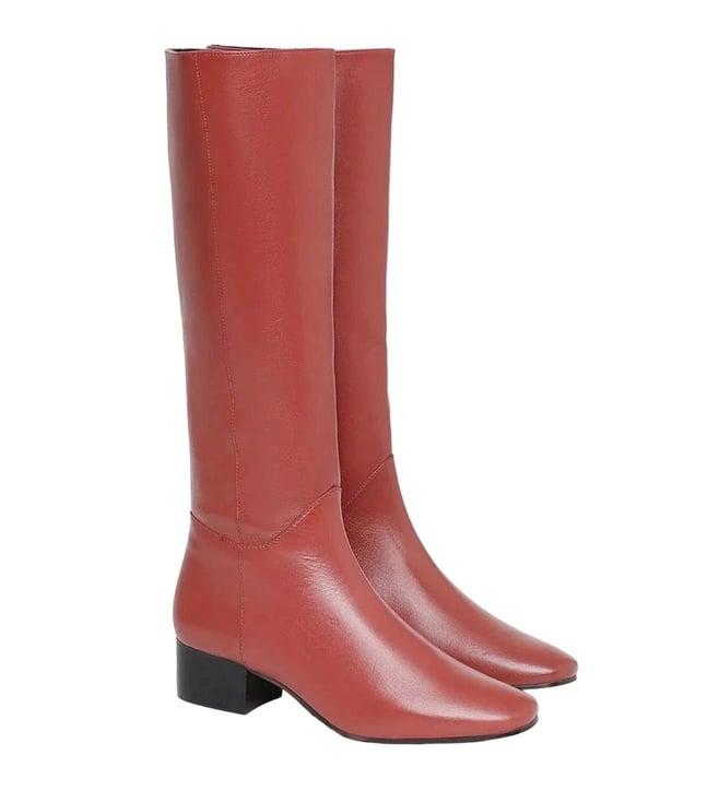 saint g red leather knee high boots