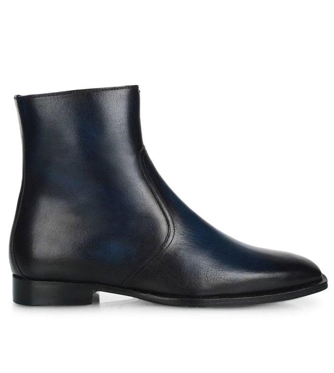 saint g salvatore blue leather ankle boots