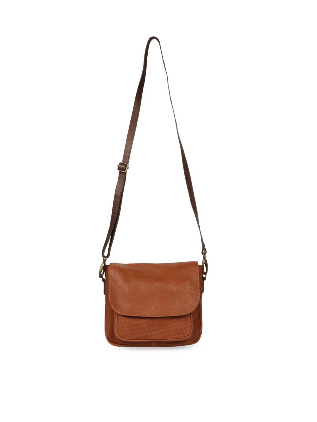 saint g tan structured leather sling bag