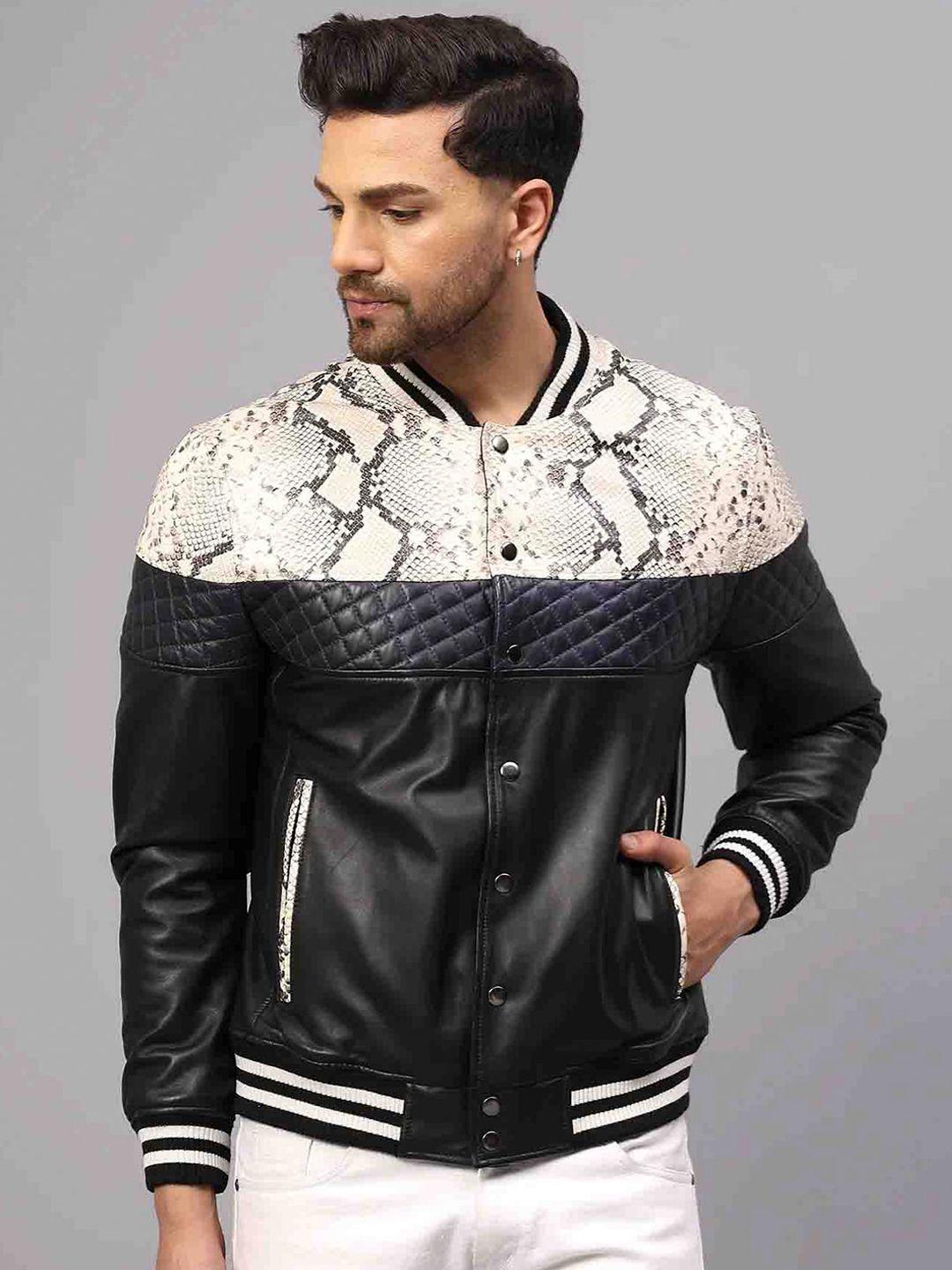 saint g water resistant leather varsity jacket