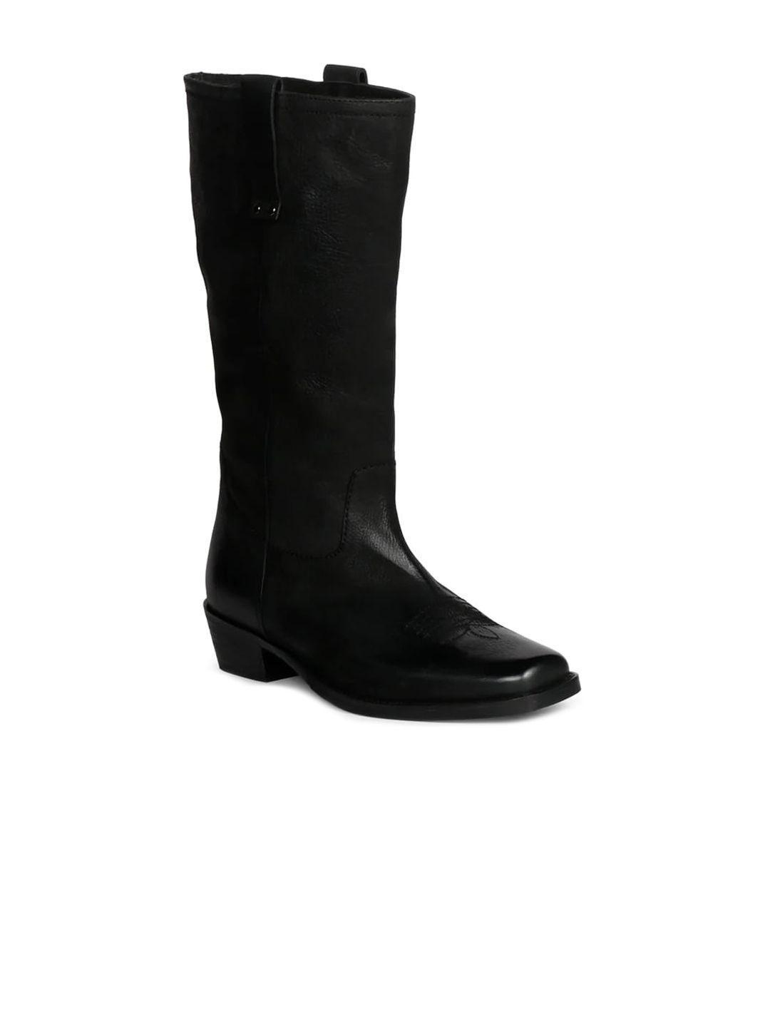 saint g women textured block-heeled genuine leather regular boots