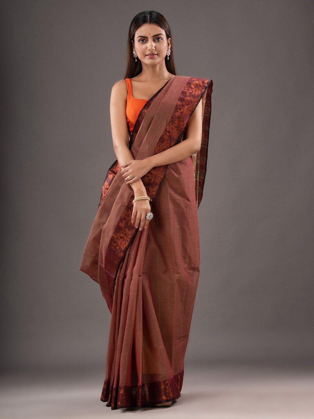 sajasajo woven design zari pure cotton taant saree