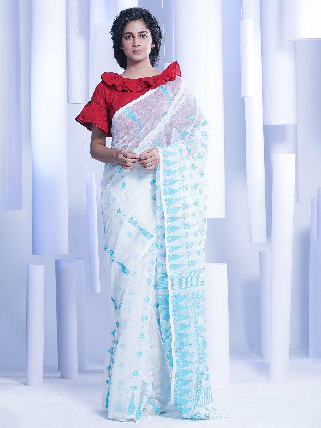 sajasajo ethnic motif woven design silk cotton saree