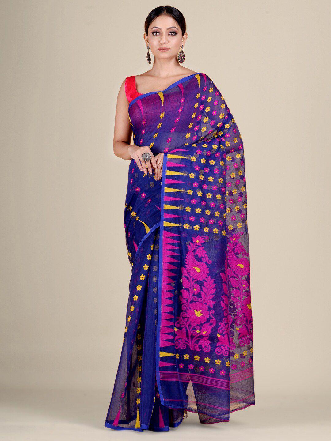 sajasajo floral woven design silk cotton saree