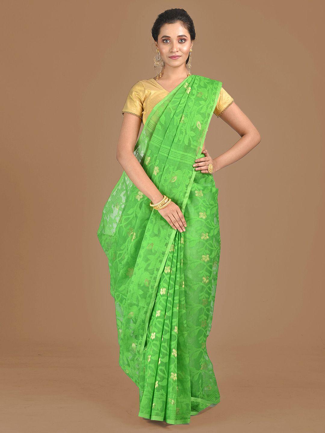 sajasajo floral woven design zari silk cotton saree