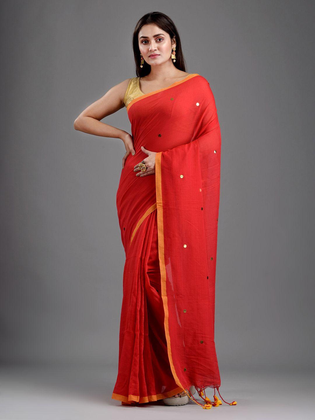 sajasajo sequin embellished pure cotton saree
