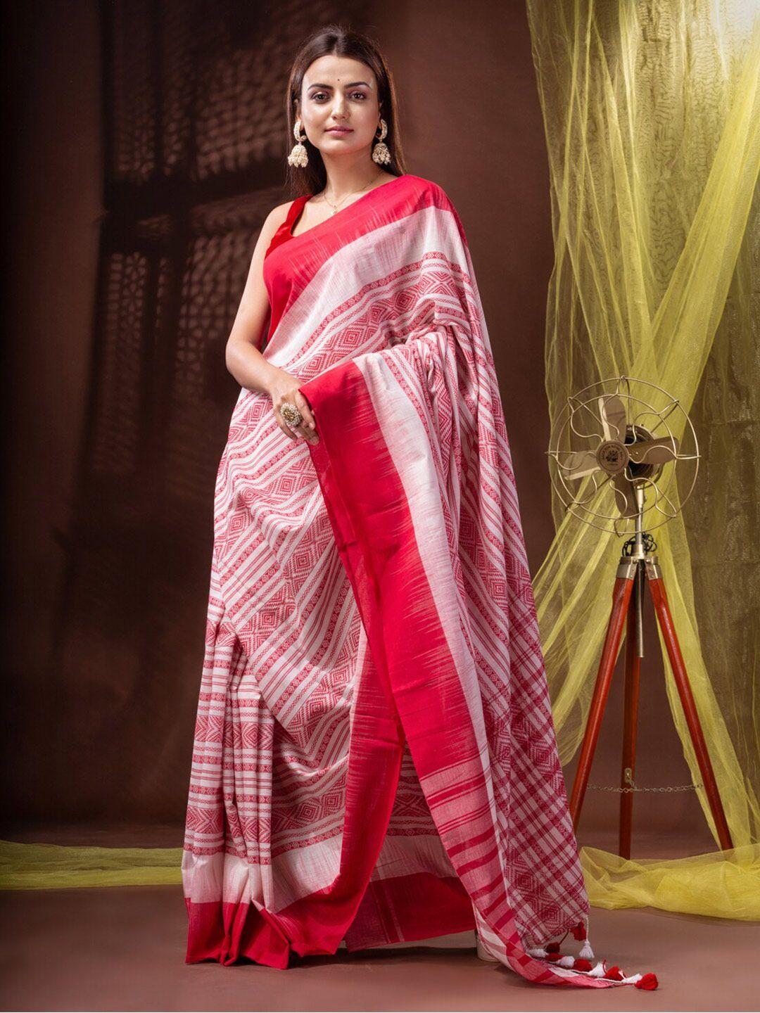 sajasajo striped pure cotton begampuri saree