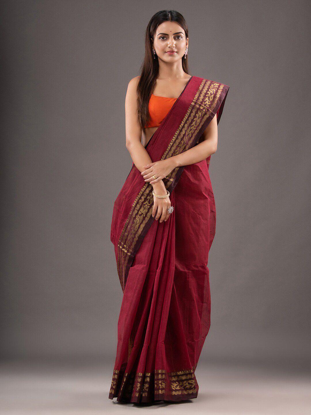 sajasajo woven design zari pure cotton taant saree