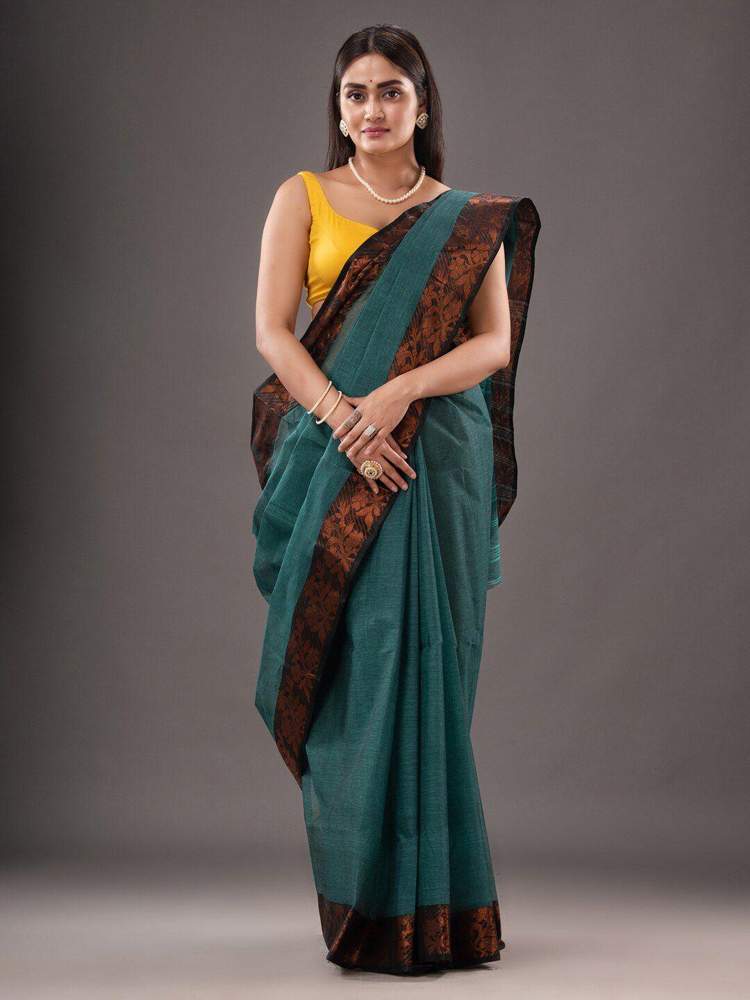 sajasajo woven design zari pure cotton taant saree