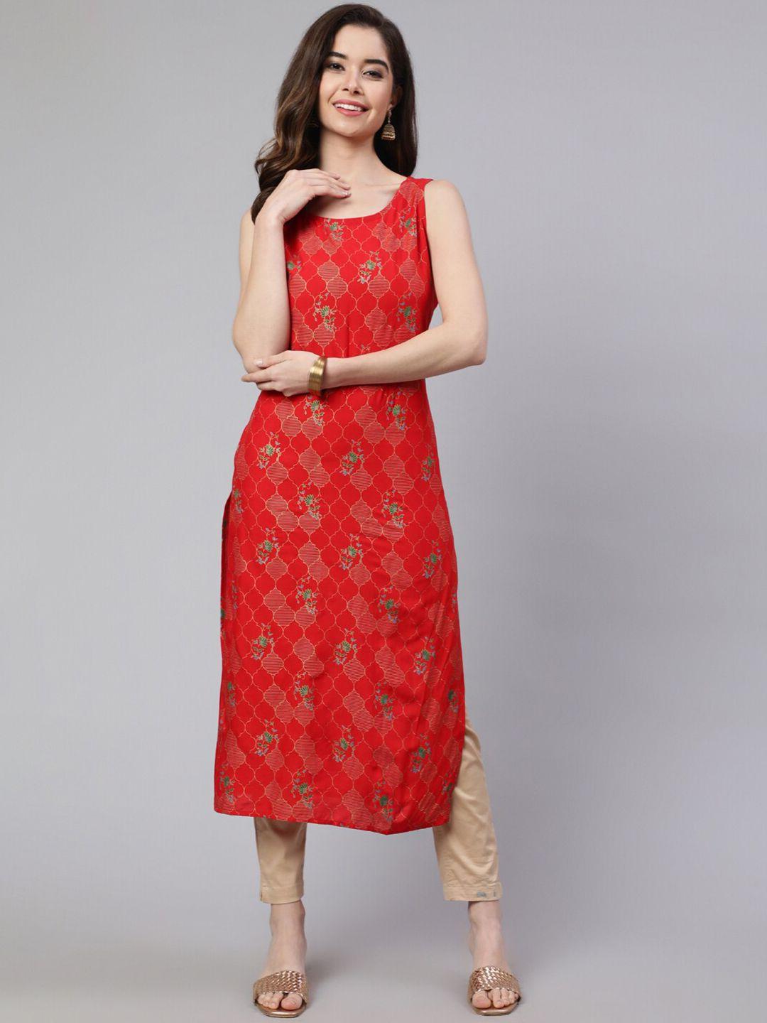 sak jaipur printed straight kurta