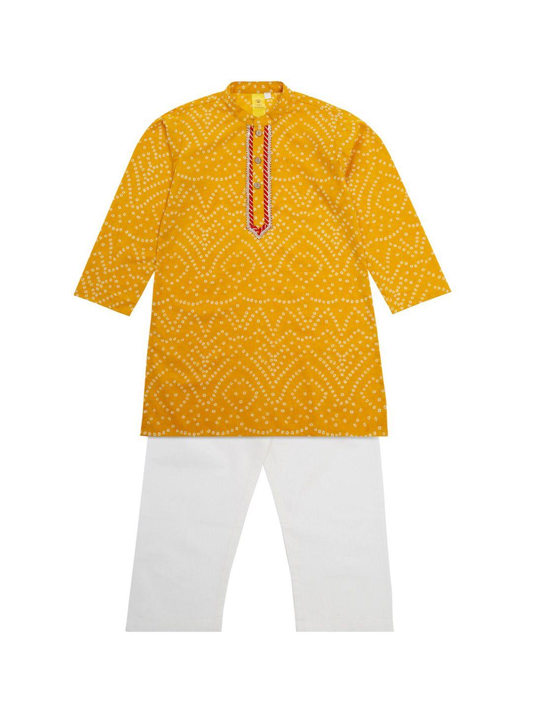 saka designs boys bandhani printed gotta patti kurta with pyjamas