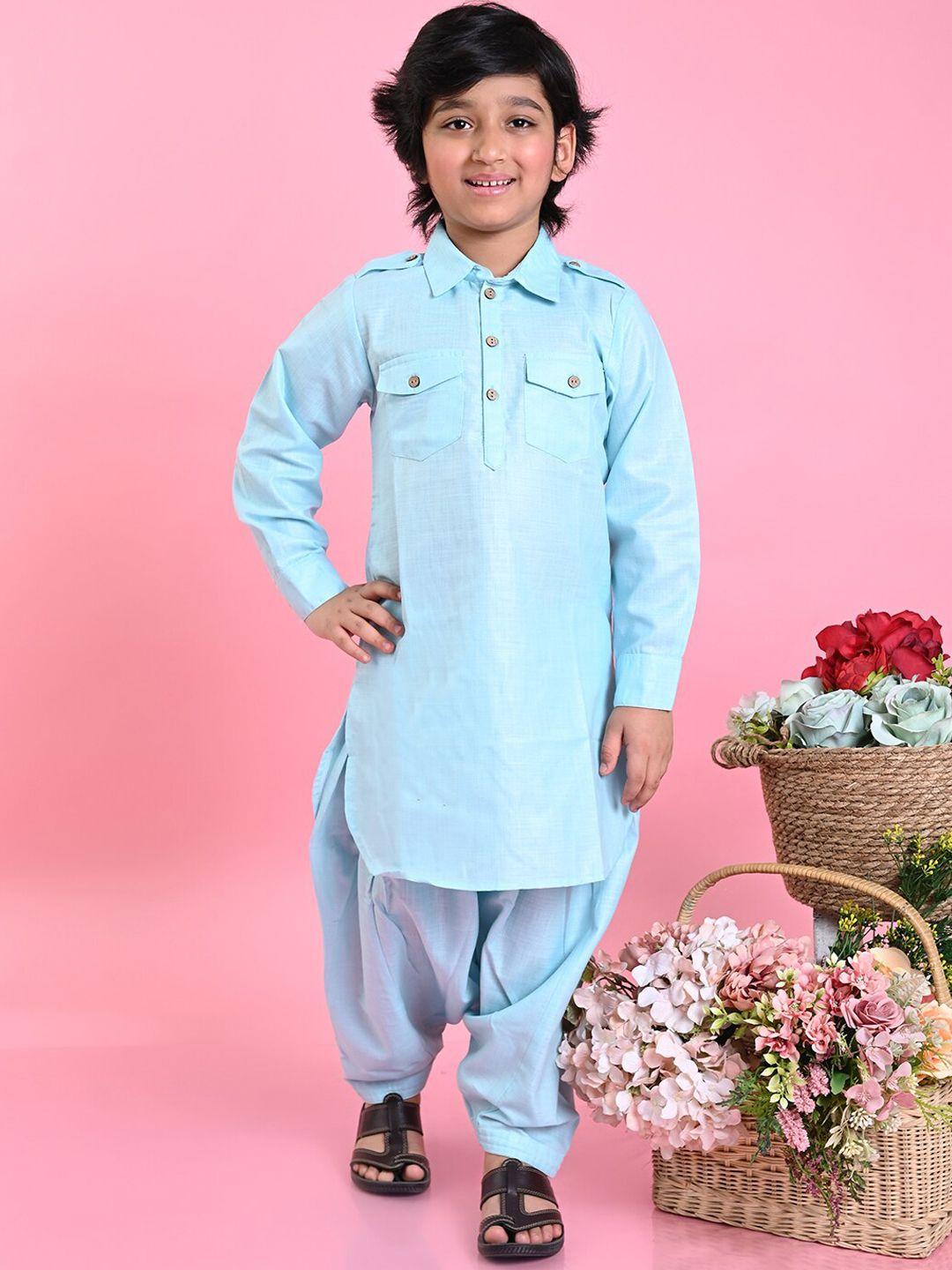 saka designs boys blue regular kurta with salwar