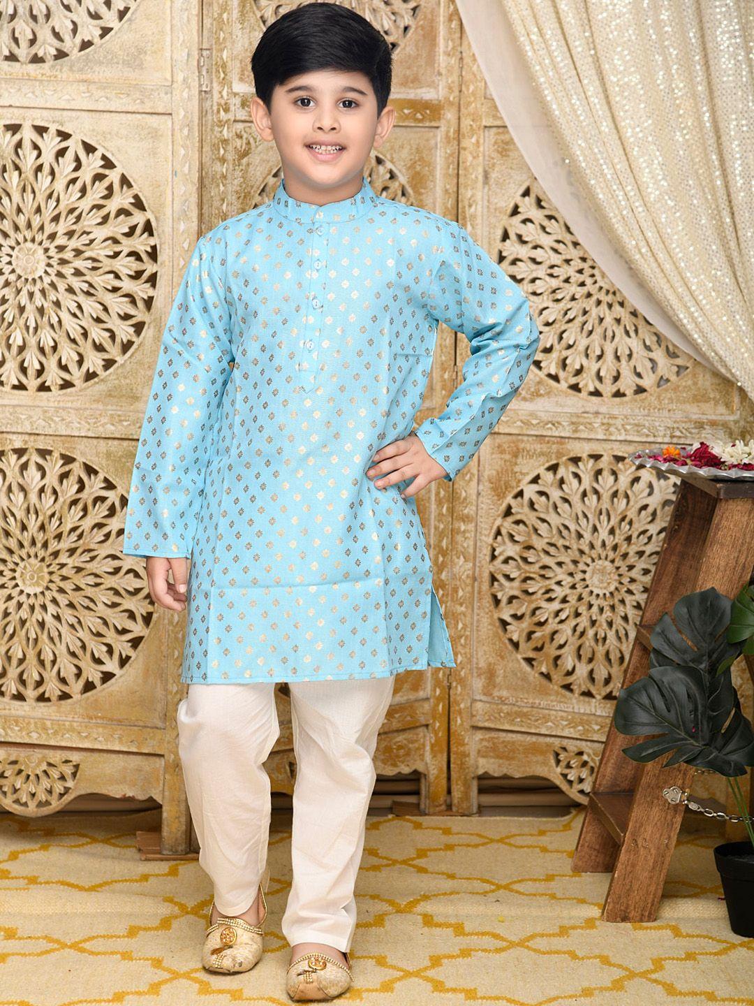 saka designs boys ethnic motifs printed kurta with pyjamas