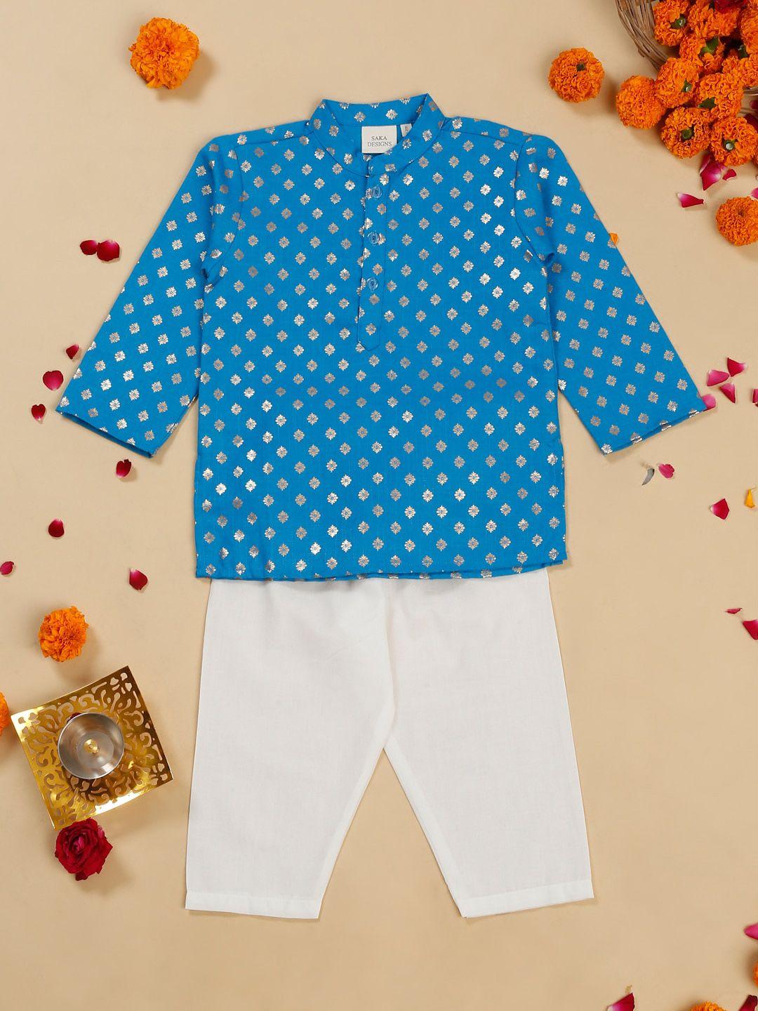 saka designs boys floral printed regular kurta with pyjamas