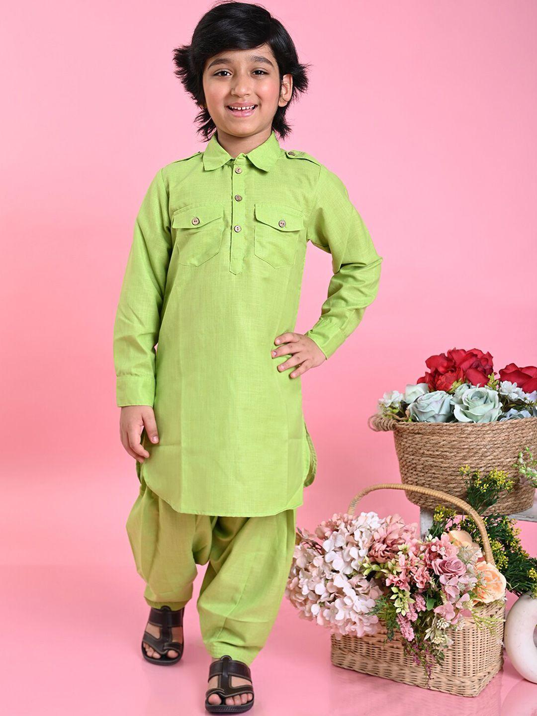 saka designs boys green regular kurta with salwar