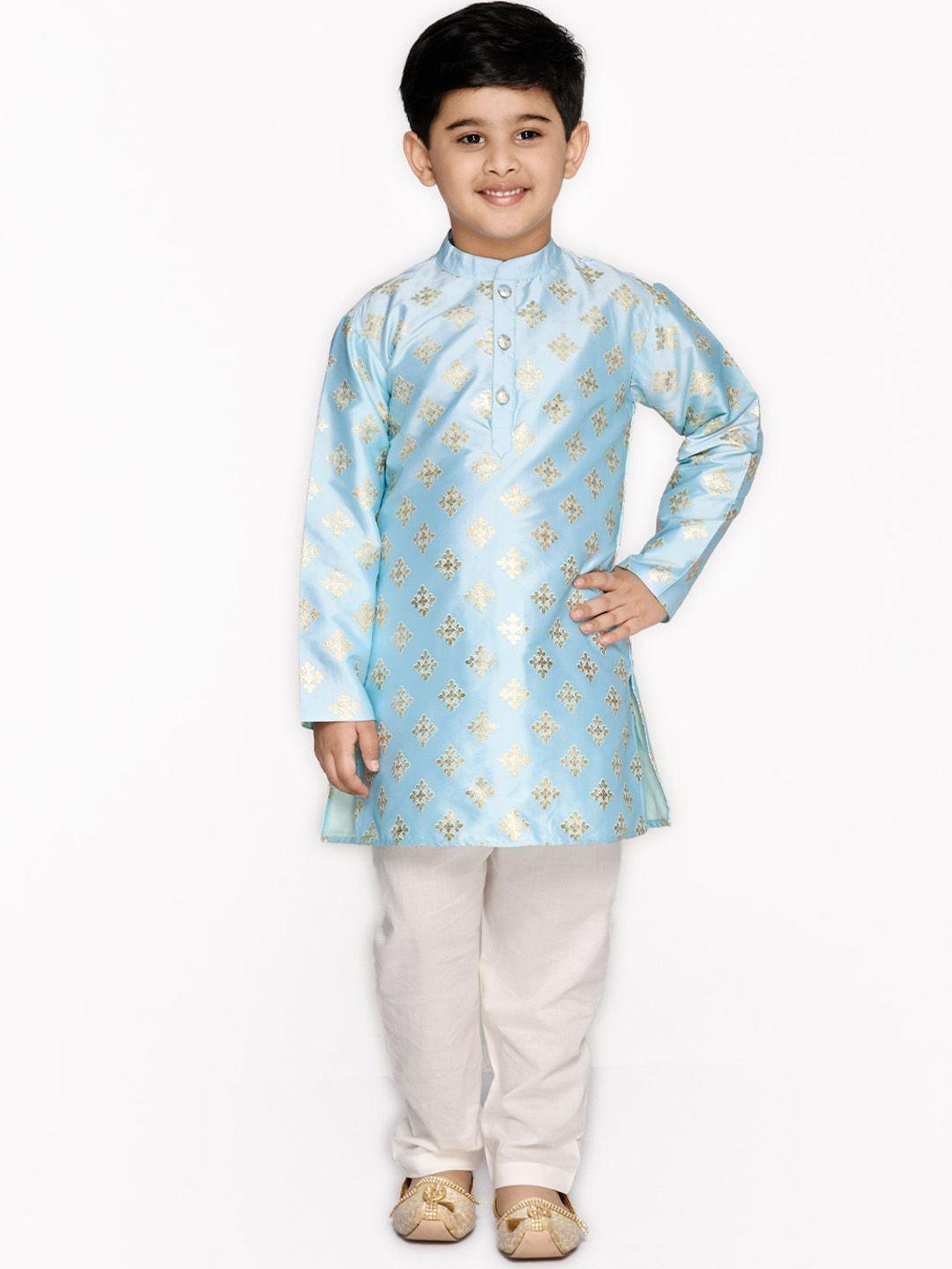 saka designs boys mandarin collar ethnic motifs printed kurta with pyjamas