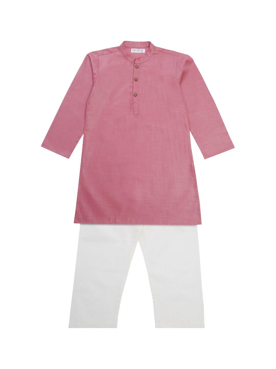 saka designs boys mandarin collar straight kurta with pyjamas