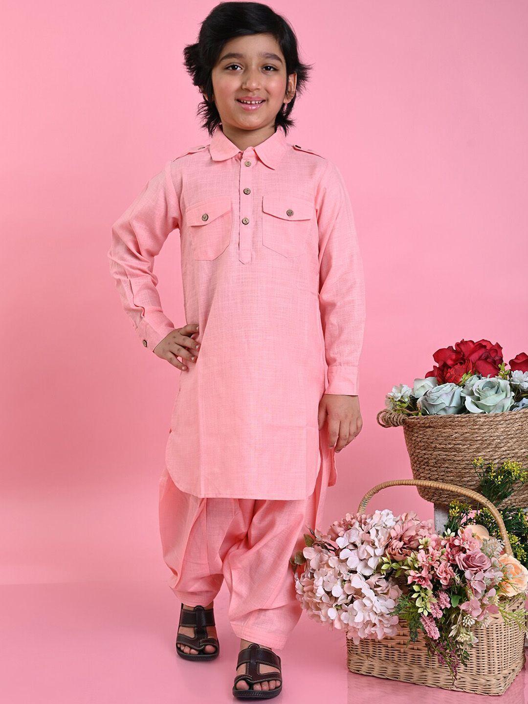 saka designs boys pink regular kurta with salwar