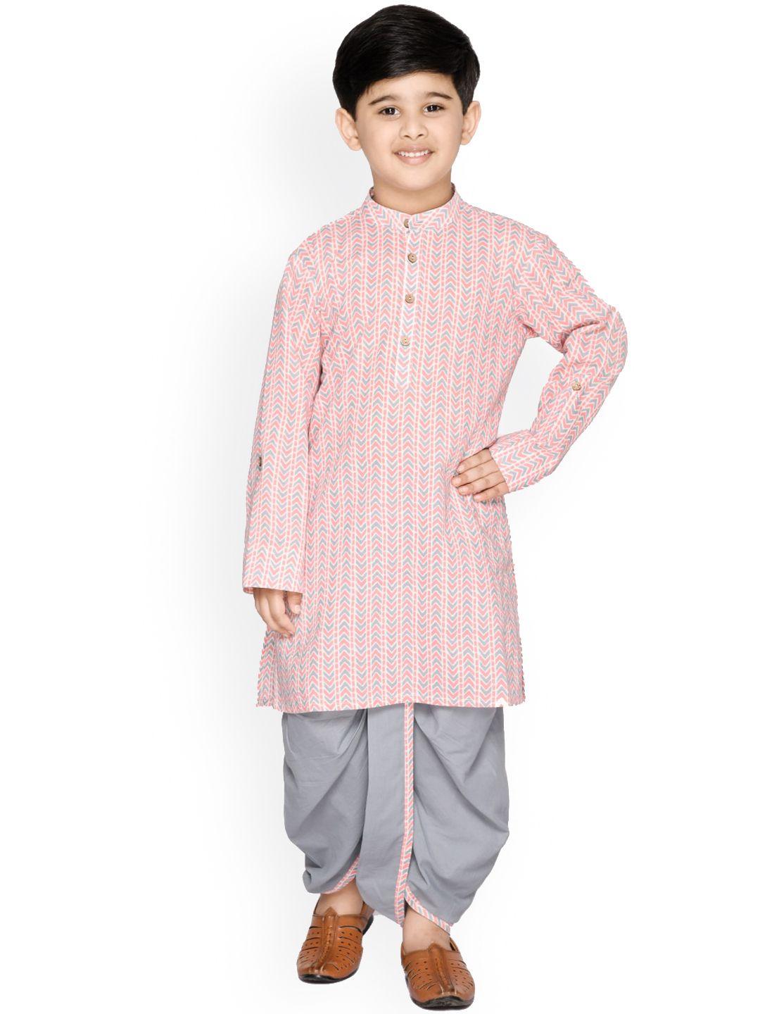 saka designs boys printed pure cotton kurta with dhoti pants