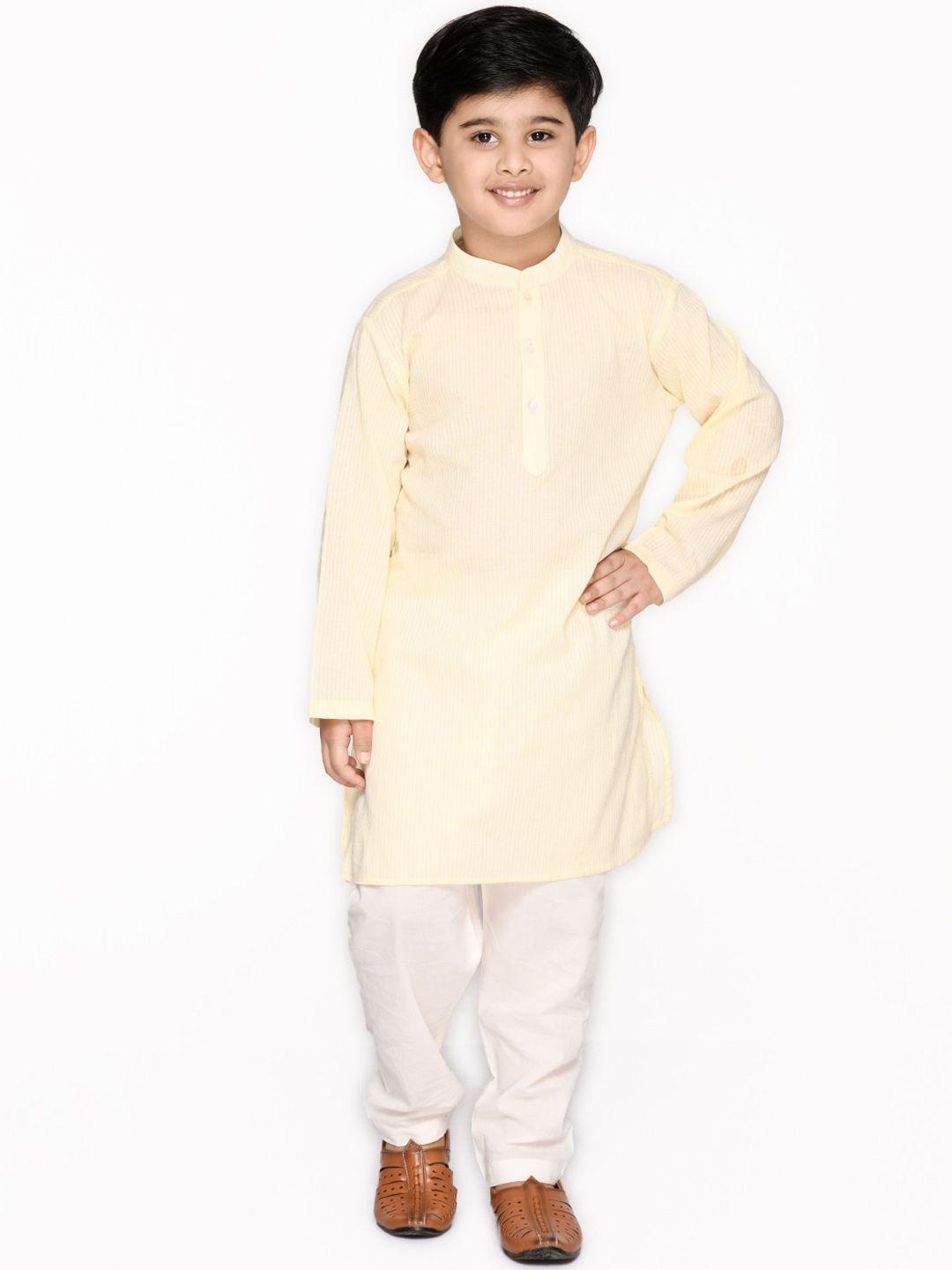saka designs boys yellow pure cotton kurta with trousers