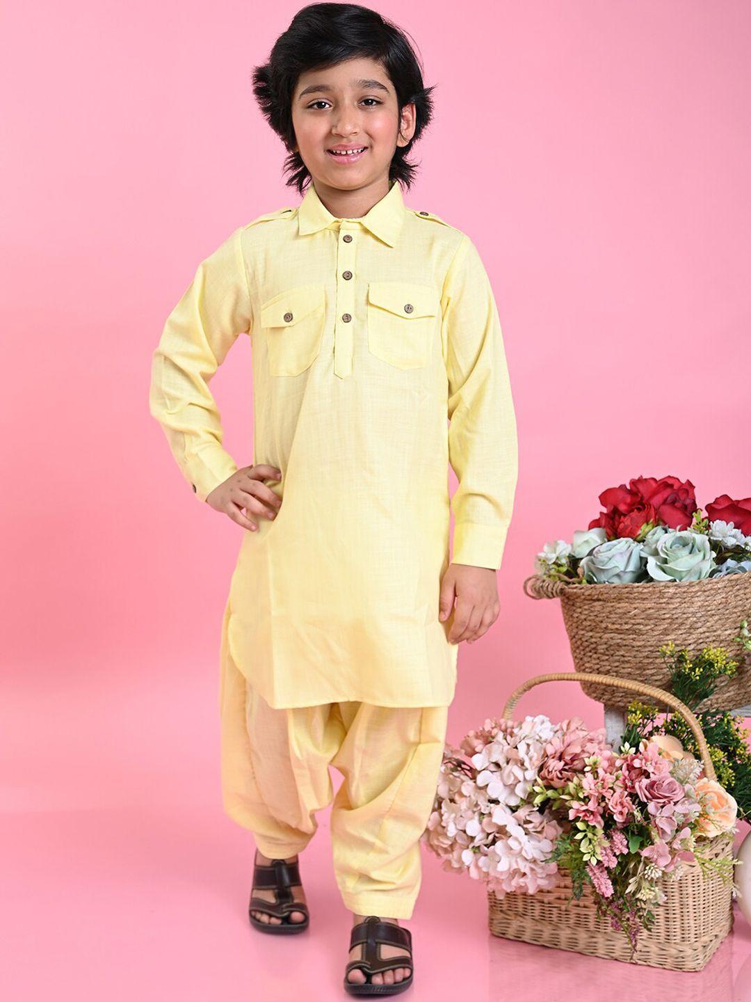 saka designs boys yellow regular kurta with salwar