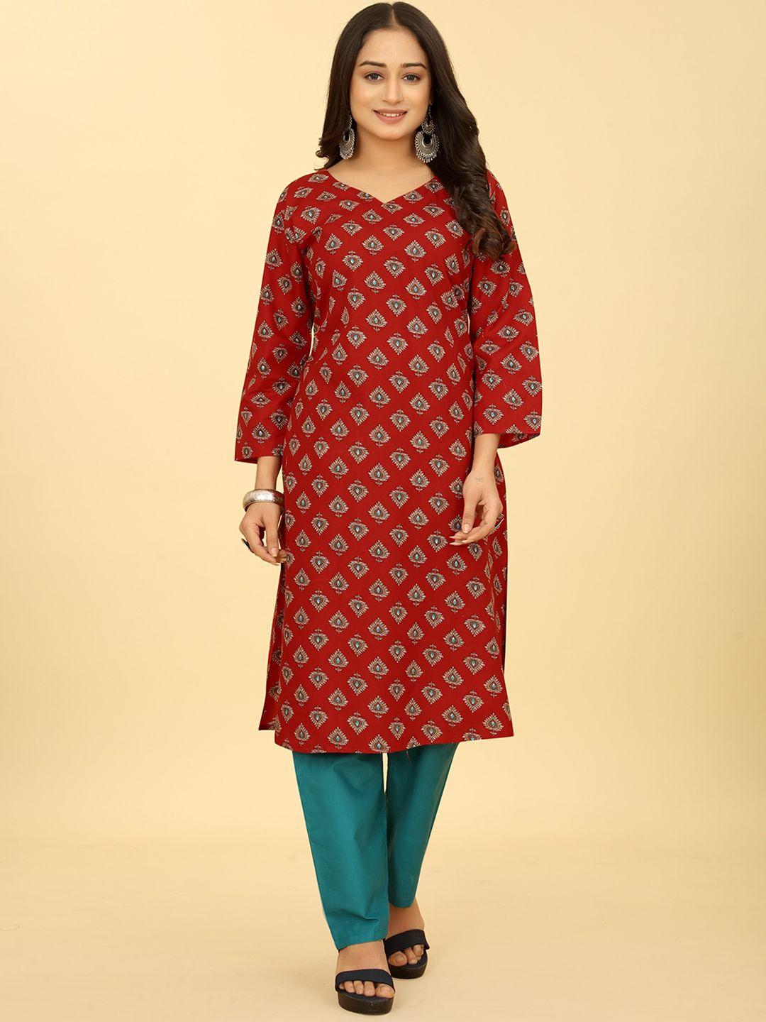 sakshipriya ethnic motifs printed straight kurta with trousers