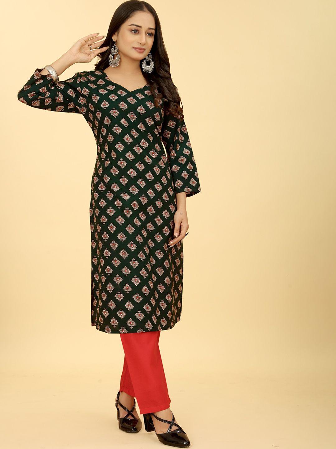 sakshipriya ethnic motifs printed straight kurta with trousers