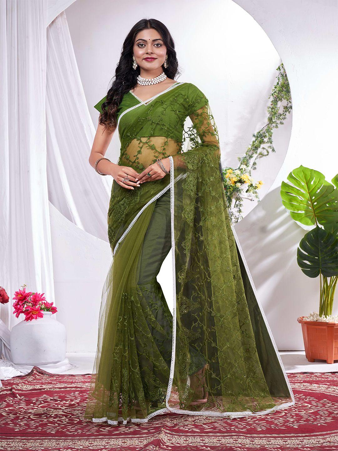 sakshipriya floral embroidered net maheshwari saree