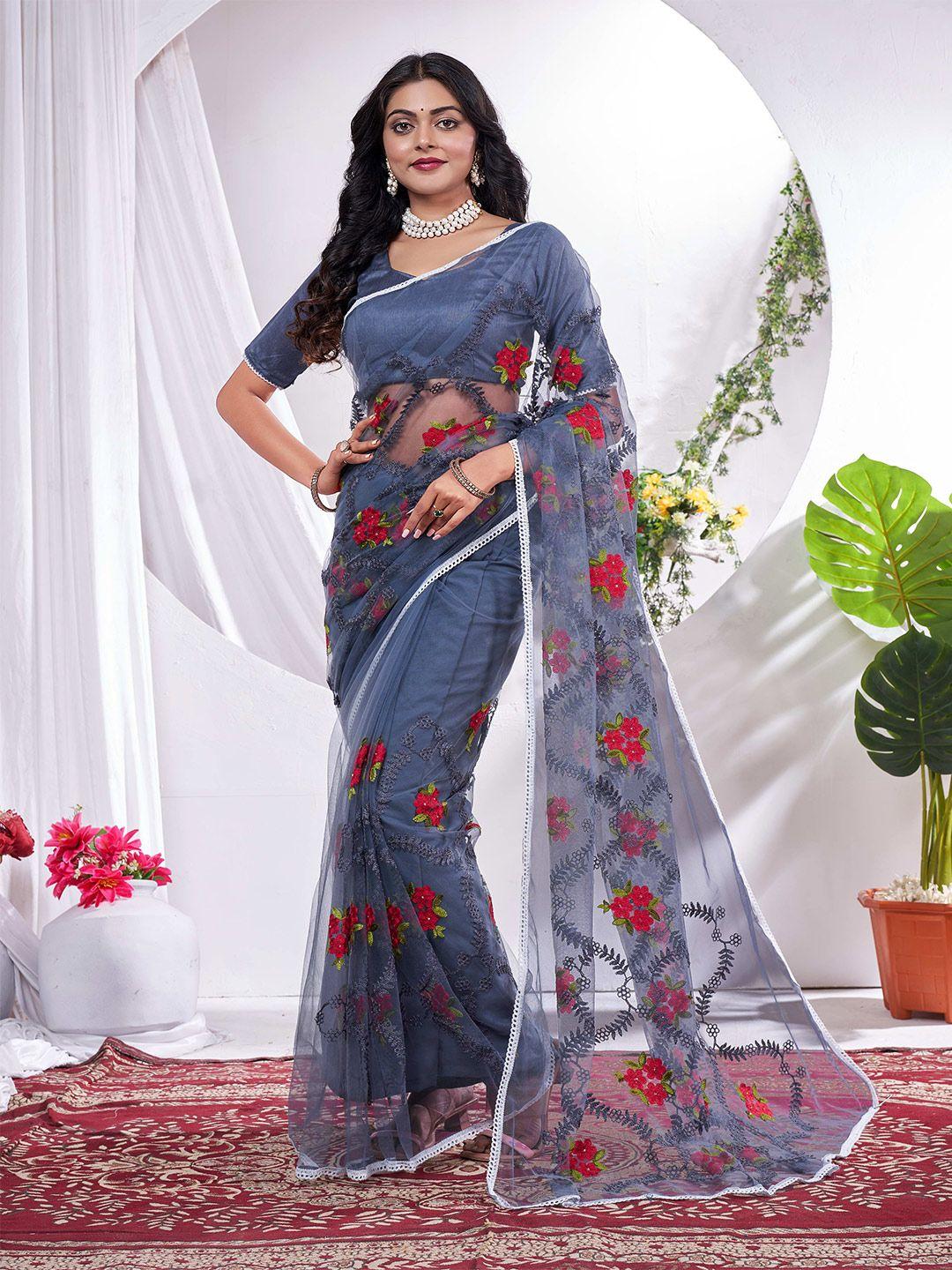 sakshipriya floral net maheshwari saree