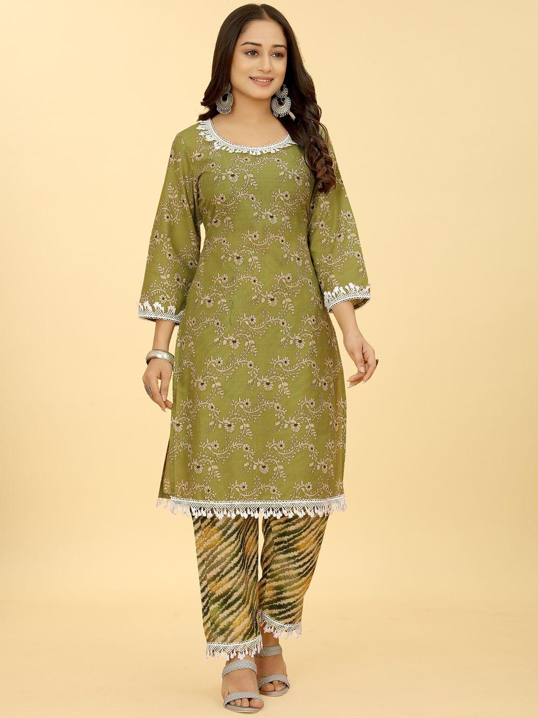 sakshipriya floral printed straight kurta with trousers