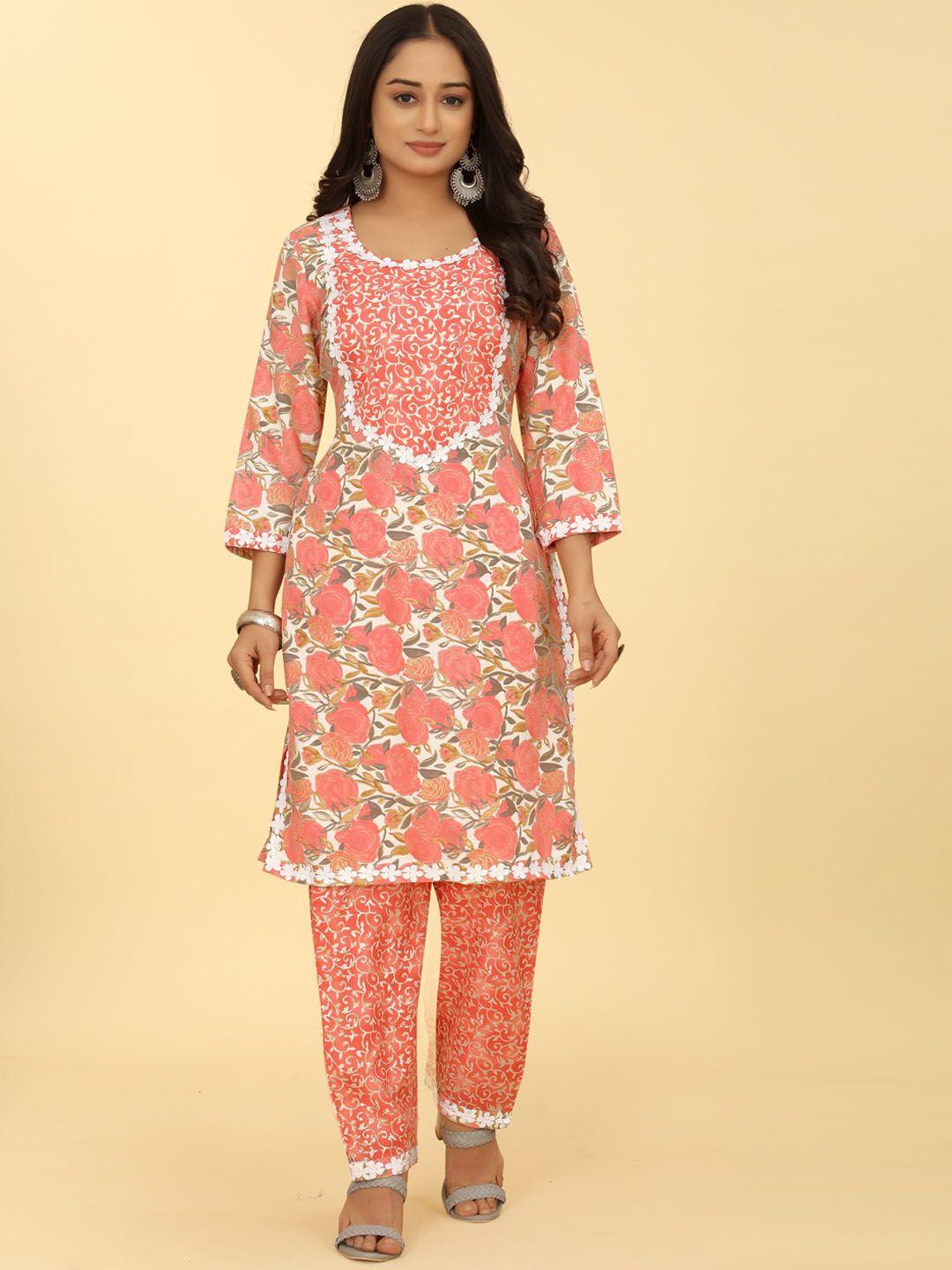 sakshipriya floral printed straight kurta with trousers