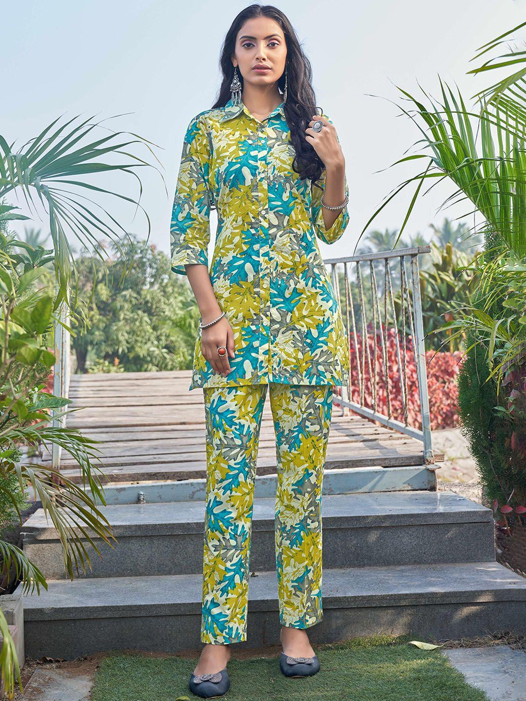 sakshipriya women printed regular pure cotton kurti with pyjamas