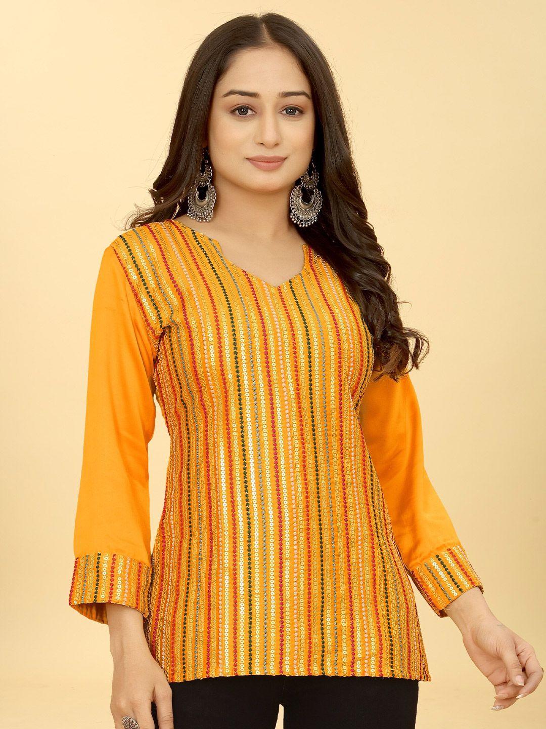 sakshipriya yellow printed kurti