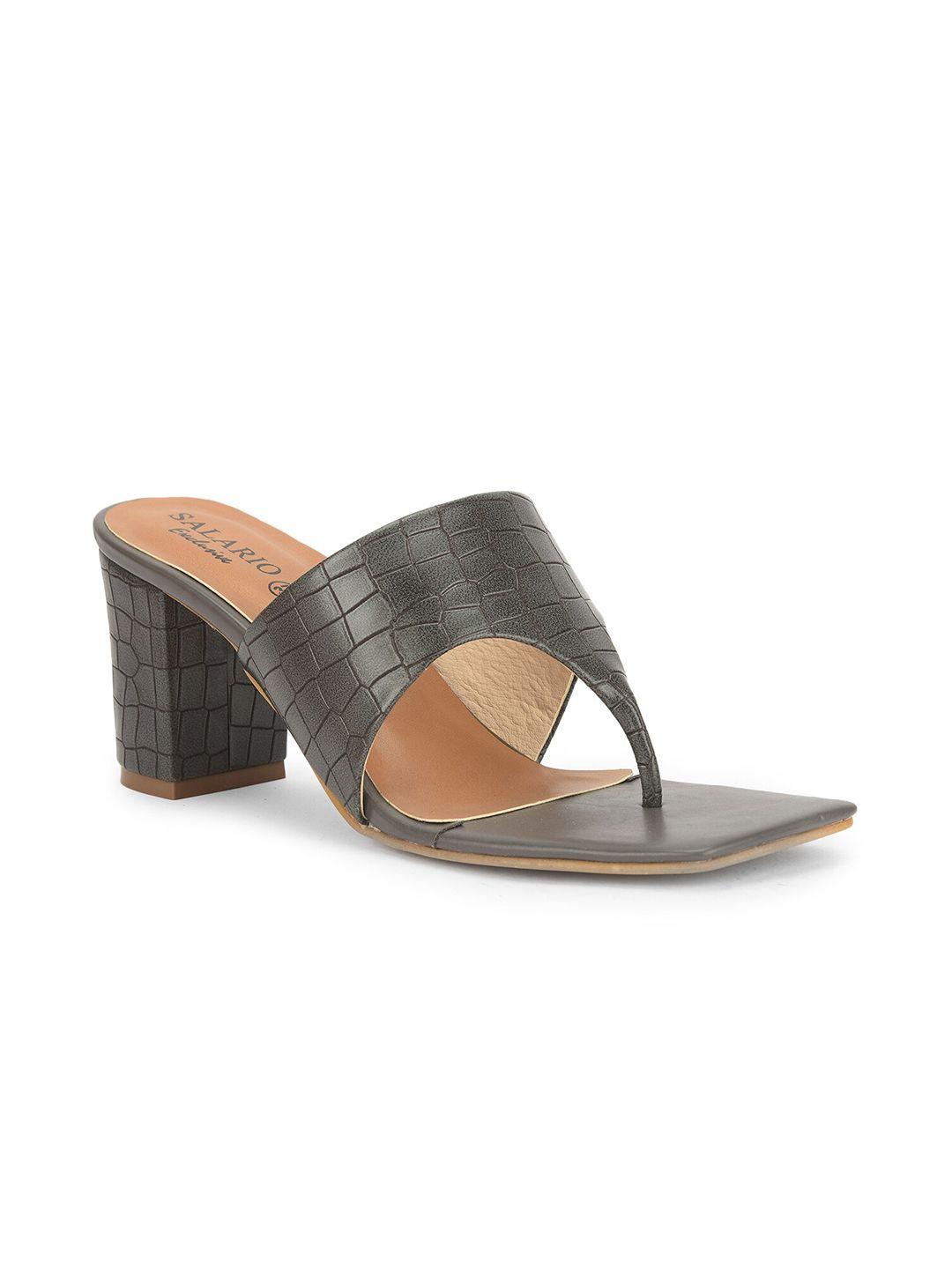 salario charcoal grey animal textured block heels