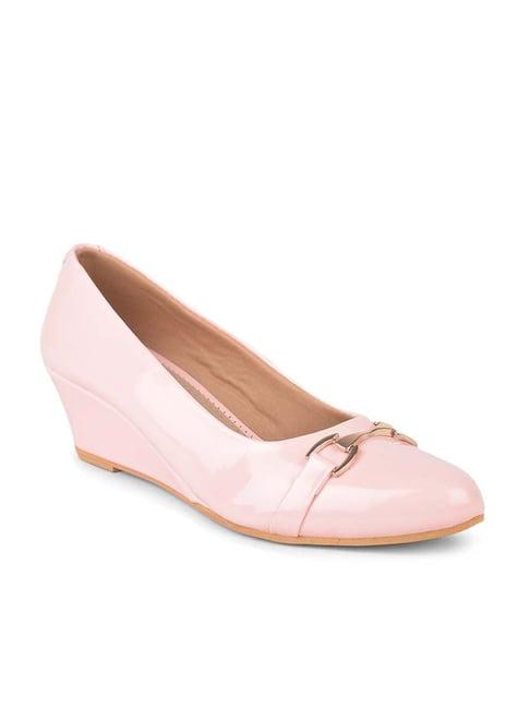 salario women's baby pink wedge pumps