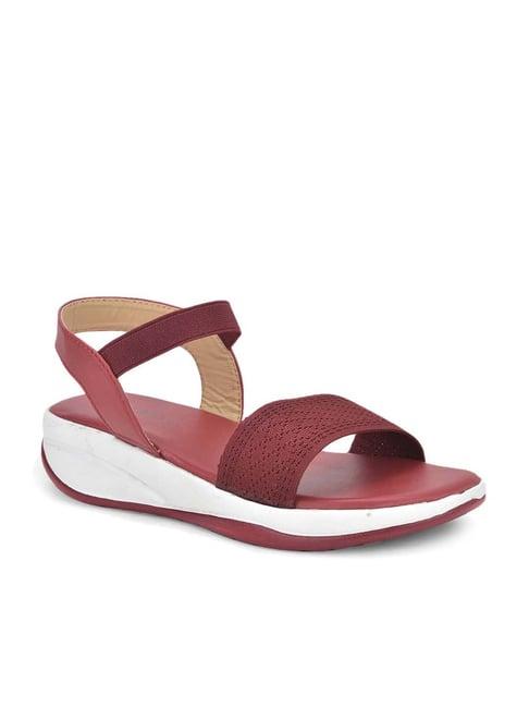 salario women's maroon ankle strap wedges