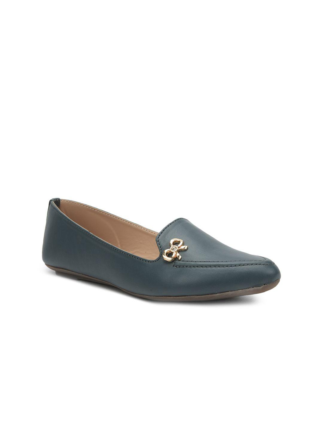 salario women teal blue solid ballerinas flats