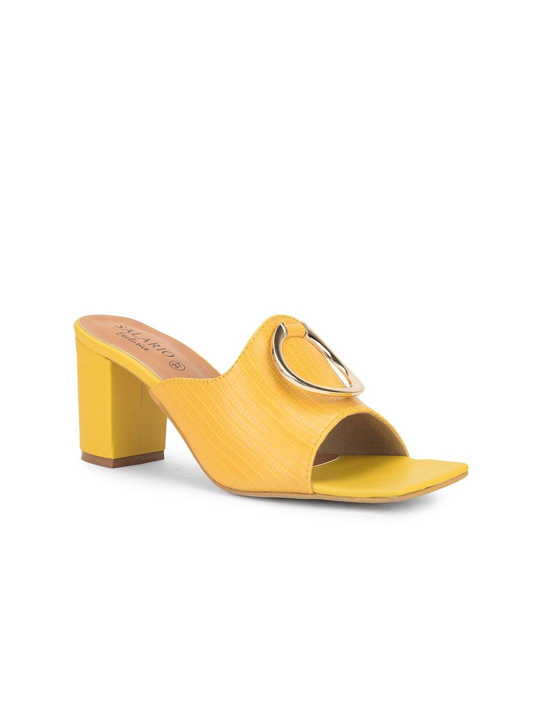 salario women yellow block heels