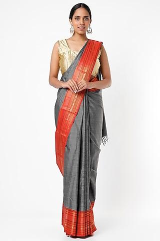salem black striped kanchipuram silk saree
