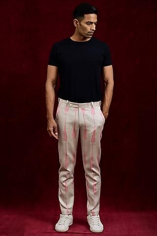 salmon & ash modal silk hand painted trousers