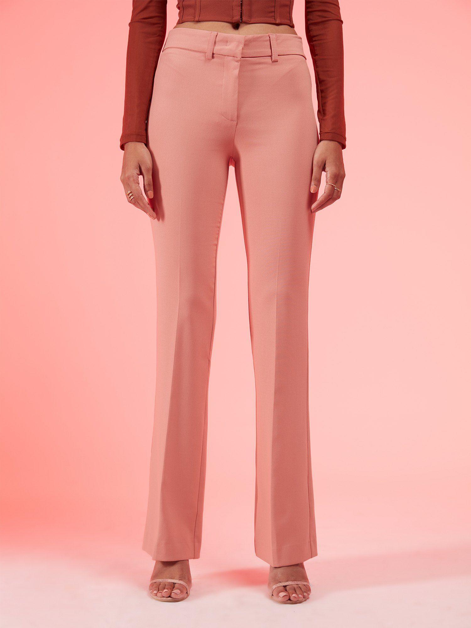 salmon pink fit and flare pants