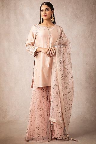 salmon pink organza gharara set