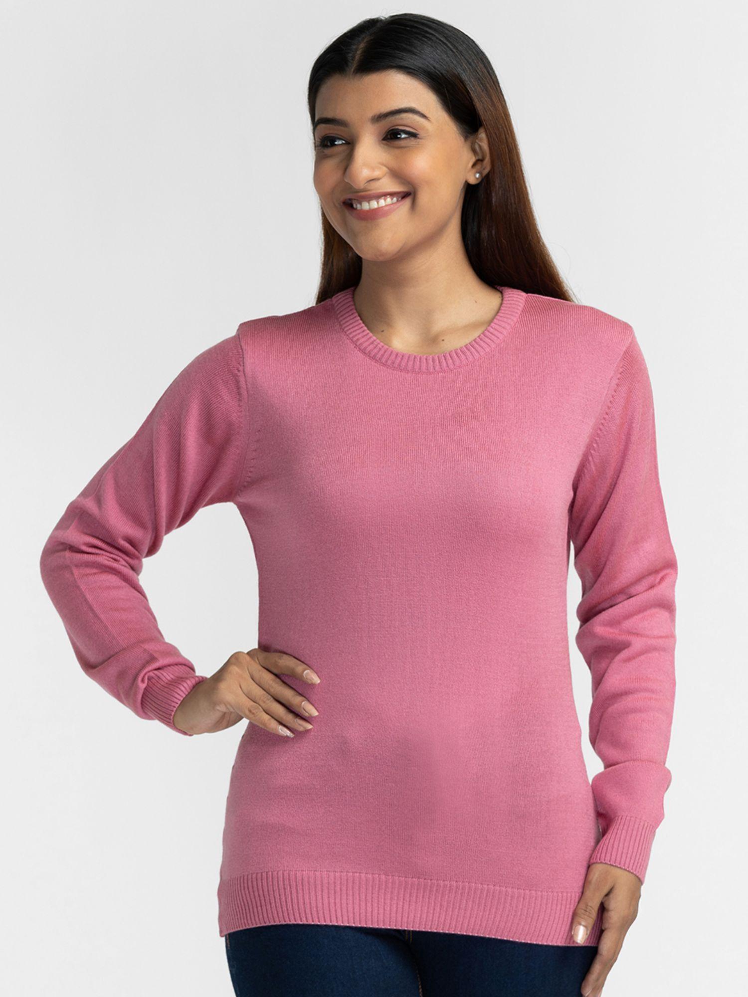 salmon solid pullover sweater
