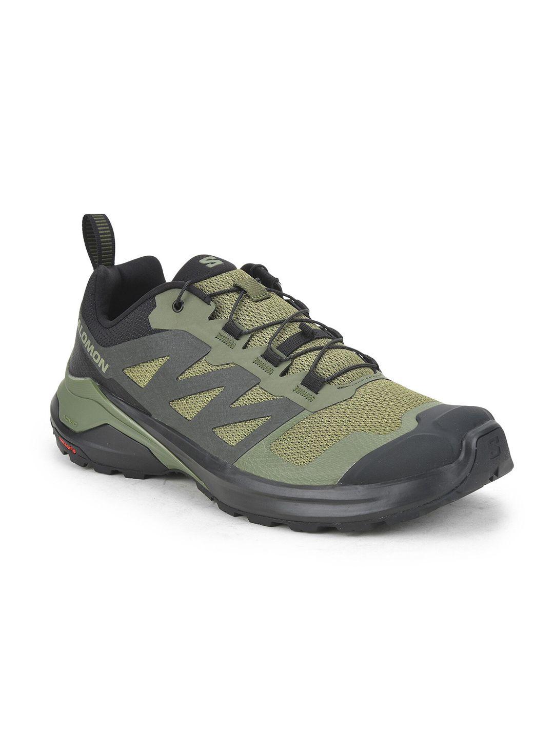 salomon men olive green textile running shoes