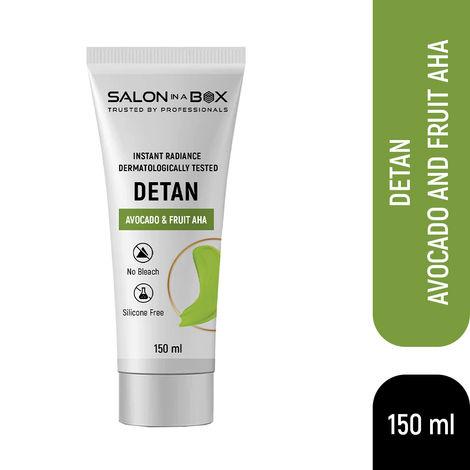 salon in a box de-tan | with avocado and fruit aha | suitable for sensitive skin | tan removal face pack for glowing and radiant skin | no bleach | 150 ml