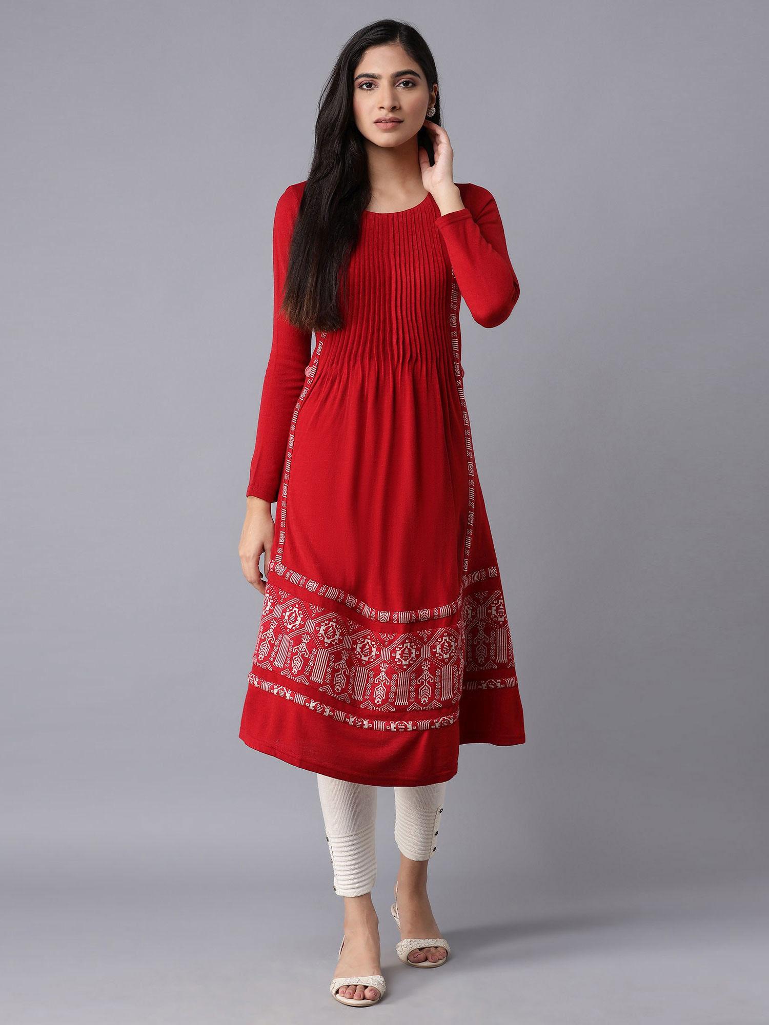 salsa red a-line inter kurta