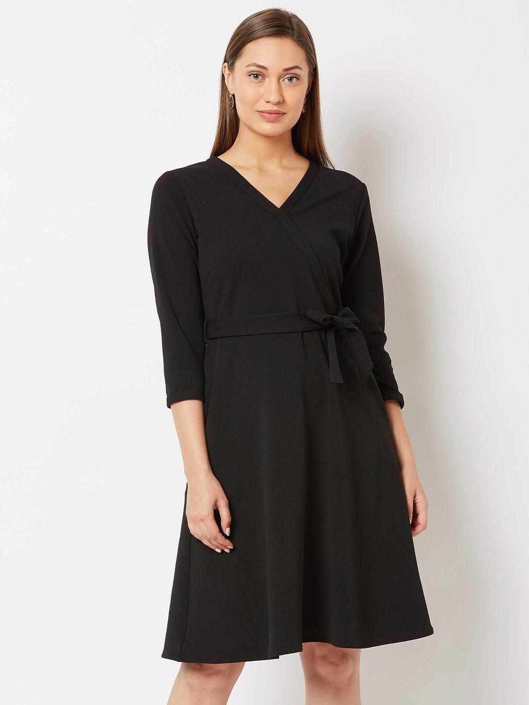 salt attire black fit & flare dress